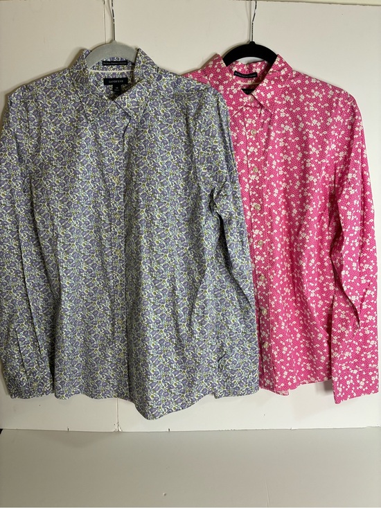 Lands' End Tops - Lands’ End Floral Cotton Blouse Bundle — Size 14 - Pink & Purple, Like New